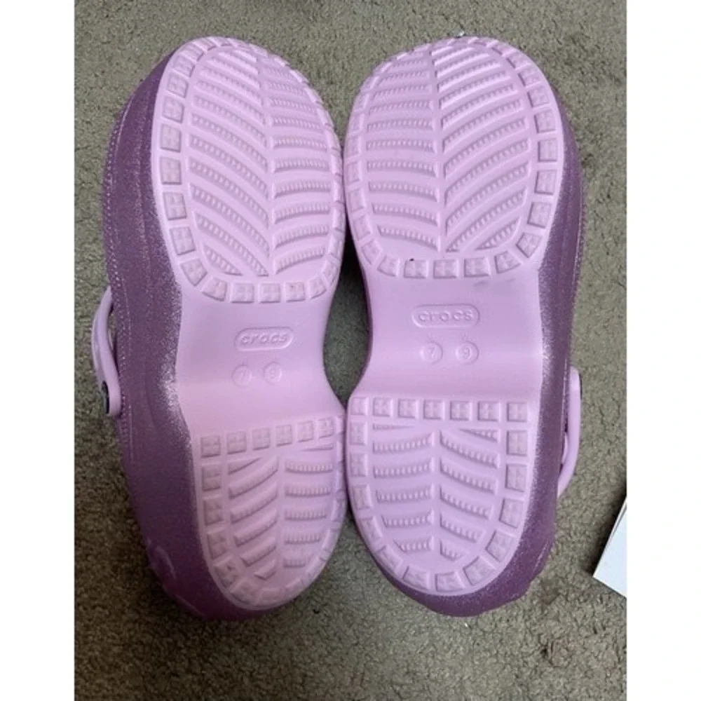 NWOB Crocs Pink Bella Glitter Clog Ballerina Wedge Sandals Unisex‎ M7/W9 China